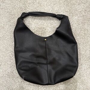 Anthropologie Black The Love Knot Slouchy Boho Leather Bag